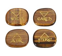 QUARKZMAN 4 Piezas De Piedras De Chakra Grabadas Con Símbolos De Reiki, Cristales De Sanación De Reiki De Ojo De Gato Piedras Preciosas 7 Piedras De Cristal De Chakra Piedras Pulidas