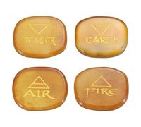 QUARKZMAN 4 Piezas De Piedras De Chakra Grabadas Con Símbolos Reiki, Cristales De Sanación Reiki De Ágata Roja Piedras De Cristal De 7 Chakras Piedras Pulidas Para Palma