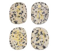 QUARKZMAN 4 Piezas De Piedras De Chakra Grabadas Con Símbolos Reiki, Cristales De Sanación Reiki De Jaspe Manchado, Piedras De Chakra De 7 Gemas, Piedras Pulidas Para Palma