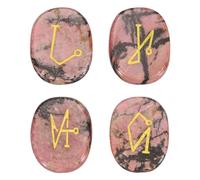 QUARKZMAN 4 Piezas De Piedras De Chakra Grabadas Con Símbolos Reiki, Piedra De Venas Rojas Cristal De Sanación Reiki Gema Piedras De Chakra 7 Piedras Pulidas Para Palma