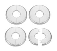 QUARKZMAN 4 Piezas De Placa De Cubierta De Fontanería Dividida De 26.5mm/1" Con Autoadhesivo ABS Plástico Placa Redonda Escudo Diseño De Hebilla Para Tubería Ton Plateado