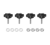 QUARKZMAN 4 Piezas De Pulsadores De Sujeción Estrella Con Tuercas Y Arandelas, M6 X 25mm Métrico 304 Acero Inoxidable Roscado Macho 38mm Cabeza Plástica 6 Estrellas, Pulsadores Manuales