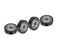 QUARKZMAN 4 Piezas De Rueda Guía Plástica Con Rodamientos, 5mm X 19mm X 5mm (DI X DE X L) Rueda Para Correa Plana (Negro)