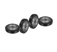 QUARKZMAN 4 Piezas De Rueda Guía Plástica Con Rodamientos 5mm x 22mm x 5mm (DI x DE x L) Polea Para Correa Plana (Negro)