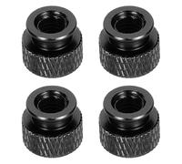 QUARKZMAN 4 Piezas De Tuerca De Mariposa Estriada, M6 12 mm DE 10 mm Altura Aleación De Aluminio 6061 Anodizado, Tuerca De Manivela Metálica Para Maquinaria, Electrónica, Negro Brillante