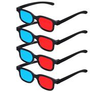 QUARKZMAN 4 Piezas Gafas 3D Rojo Azul, Gafas 3D De Plástico para Películas 3D En TV Proyección Anaglífica Estereoscópica Videojuegos, Marco Negro De 6 Pulgadas
