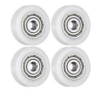 QUARKZMAN 4 Piezas Guía de Rodamiento de Bolas 3 x 15 x 4mm Doble Blindado Rodamientos de Rodillos POM, Rueda de Polea Plana para Muebles, Accesorios de Ferretería, Blanco