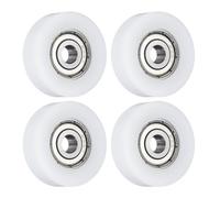 QUARKZMAN 4 Piezas Guía de Rodamiento de Bolas 6 x 30 x 9mm Doble Blindado Rodamientos de Rodillos de POM, Rueda de Polea Plana para Muebles, Accesorios de Hardware, Blanco