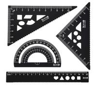 QUARKZMAN 4 Piezas Juego De Reglas Triangulares 20cm Aleación De Aluminio Recta Escuadra Transportador Escala De Ingeniería Kit De Reglas De Dibujo Herramienta De Medición Para Aula
