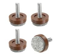 QUARKZMAN 4 Piezas Niveladores Ajustables para Patas De Muebles, Tornillos Roscados M8x25x20mm para Nivelar Y amparar Suelos De Mesas Armarios Sillas Sofá Muebles De Exterior, Marrón