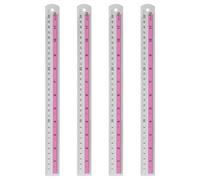 QUARKZMAN 4 Piezas Regla Metálica Recta 30cm Métrica SAE Aleación De Aluminio Reglas De Medir Escala Herramientas Con Agujero Para Medir Estudio Lectura Aula Oficina Rosa