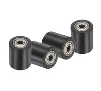 QUARKZMAN 4 Piezas Rueda Guía Plástica Con Rodamientos 6mm x 25mm x 30mm (DI. x DE. x L) Polea Para Banda Plana (Negro)