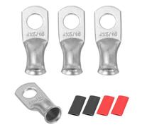 QUARKZMAN 4 Piezas Terminales De Anillo Para Batería M8 4 AWG, Conector De Cable Con Crimp Para Perno De 5/16" 8mm De Cobre, Tubo Termorretráctil 2:1, Plateado