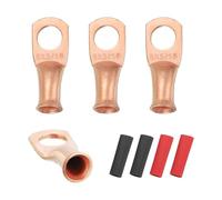 QUARKZMAN 4 Piezas Terminales De Anillo Para Batería M8 8 AWG, Conector Terminal Para Cable De 5/16" 8mm De Espárrago, Cobre, Tubo Termorretráctil 2:1, Dorado