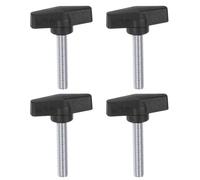 QUARKZMAN 4 piezass en T con alas M10 x 40mm Macho Métrico Tornillo Roscado 55mm Cabeza en T Perilla de Plástico Manijas Tornillos de Pulgar Apretar Apriete Perilla de Agarre, Negro