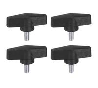 QUARKZMAN 4 piezass en T con alas M8 x 16mm Macho Métrico Tornillo Roscado 55mm Cabeza en T Perilla de Plástico Manijas Tornillos de Pulgar Apretar Perilla Agarre Tornillo de Pulgar, Negro