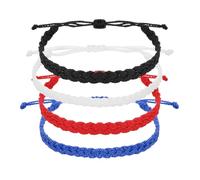 QUARKZMAN 4 Pulseras De Cuerda Trenzada Colores Clásicos Y Atrevidos