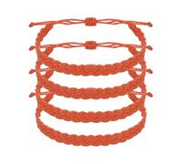 QUARKZMAN 4 Pulseras De Cuerda Trenzada, Pulseras Ajustables De Hilo Trenzado Para Verano Playa Tobillo Hechas A Mano Cordón Estilizado Para Mujeres Hombres Cumpleaños Amistad, Naranja Rojo