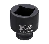 QUARKZMAN 4 Punti Attacco 1/2" 27mm Metrica A Impatto Quadrata Lunghezza 2" (50mm) Acciaio 40CR Fosfatato Standard Utensile Manicotto Ruota Per Riparazioni Auto Meccanica Uso Domestico