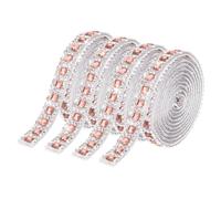 QUARKZMAN 4 Rollos De Cinta De Estrás Autoadhesiva, 1 Yarda De Tiras De Estrás De Cristal, 0.8 Cm De Ancho, Cinta De Cristal Brillante Para Ropa Manualidades Decoración De Fiestas, Champagne