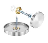 QUARKZMAN 4 Tapas de Tornillos Tapas Decorativas de Acero Inoxidable para Tornillos de Espejo Tornillos de Espejo para Hardware de Publicidad de Señales Diámetro 40mm Color Plata