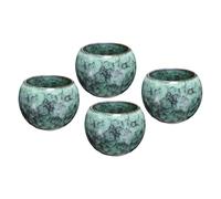 QUARKZMAN 4 Tazas de Té Chinas Japonesas de Cerámica 5.07 Oz Juego de Té Gong Fu Hecho A Mano de Cerámica con Esmalte Cambiante sin Asa para Té Mate Café Vino Bebida y Regalos, Verde