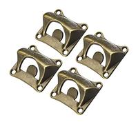 QUARKZMAN 4 uds Pared Montado Abrebotellas, 2,5" x 2,2" Fundido Hierro Montaje en Pared Cerveza Botella Abridor Cocina Bares Herramientas para Café Bares KTV Hoteles, Bronce