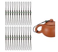 QUARKZMAN 40 Cuerdas Para Tapa De Tetera, Cuerdas Protectoras Para Tetera De 6.7" Hechas A Mano Con Cuenta Verde Accesorios Para Ceremonia De Té Chino Para Tapa De Tetera, Marrón