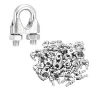 QUARKZMAN 40 Piezas Abrazaderas para Cable De Acero De 3/8 Pulgada M10 Pequeñas De Acero Inoxidable 304 Grapas De Montaje con Tornillo U para Asegurar Aparejos Líneas De Amarre Plateado