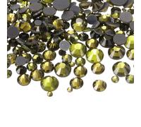 QUARKZMAN 400 Pcs Piedras Estrás Hotfix Con Lado Plano Cristal De Vidrio Con Bolsa Transparente Kit Para Arte De Uñas Manualidades Ropa Decoración DIY 5 Tamaños (SS6-SS20 Set Verde Oscuro)