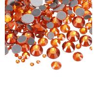 QUARKZMAN 400 Piezas De Cristales Estrás Hotfix Con Lomo Plano Y Bolsa Transparente Kit De Arte Para Uñas Para Manualidades Ropa Decoración DIY 5 Tamaños (Set SS6-SS20, Naranja)