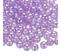 QUARKZMAN 400pcs Cuentas Redondas de Acrílico de Color AB, 8mm Púrpura Cuentas Espaciadoras de Burbujas Sueltas con Agujero para Pendientes Pulseras Collares Llaveros Manualidades DIY
