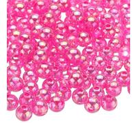 QUARKZMAN 400pcs Cuentas Redondas de Acrílico de Color AB, 8mm Rosa Cuentas Espaciadoras de Burbujas Sueltas con Agujero para Pendientes Pulseras Collares Llaveros Manualidades DIY