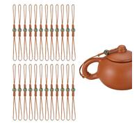 QUARKZMAN 40Pcs Cuerda Para Tetera, Cordón De Tapa De Tetera Hecho A Mano De 6.7" Con Cuenta Verde Accesorios Para Ceremonia De Té Chino Para Tapa De Tetera, Amarillo Oscuro