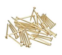 QUARKZMAN 40pcs Pequeños Clavos Dorados, 25x1.5mm(L*D) Clavos Dorados de Cabeza Redonda de Latón Clavos de Hardware para Madera Muebles Manualidades Bricolaje Marco de Fotos, Tono de Latón