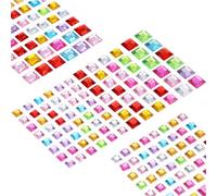 QUARKZMAN 440 Piezas Pegatinas de Gemas para Manualidades 5 Hojas Pegatinas de Gemas Autoadhesivas Pegatinas de Estrás Cuadradas Brillantes para Fiesta Mesas Decoración Multicolor