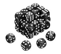 QUARKZMAN 48Pcs 6 Sided Colored Standard Dice, 16mm Acrylic D6 Mini Polyhedral Pearl Pattern Game Dice Set for Table Games, Black/White Point