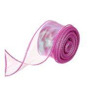 QUARKZMAN 4cm Cinta de Organza Brillante Rosado, 9m Cintas de Chifón Pastel con Purpurina para Fiestas Navidad Cumpleaños Envolver Regalos Ramos de Novia y Lazos de Tartas de Boda