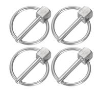 QUARKZMAN 4Pcs 1/8" x 3/4" Pasador de Seguridad con Anillo Pasadores de Seguridad Redondos de Acero Inoxidable para Barco Kayak Canoa Remolque Cortadoras de Césped Plata