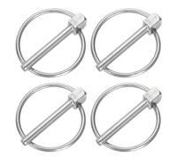 QUARKZMAN 4Pcs 3/16" x 1-3/8" Pasador de Seguridad con Anillo Pasadores de Seguridad Redondos de Acero Inoxidable para Barco Camiones Cortadora de Césped Plata