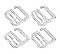 QUARKZMAN 4Pcs 32mm/1.26" Hebilla de Gancho en G de Metal Ajustable Deslizadores Planos Tri-Glide para Correa de Mochila, Plata