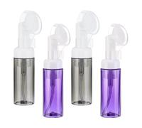QUARKZMAN 4pcs 60ml Botella de Espuma con Cepillo, Dispensador de Bomba de Limpiador Facial con Cepillo de Masaje de Plástico Transparente para Jabón Champú Gel Viaje, Negro/Morado