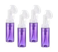 QUARKZMAN 4pcs 60ml Botella de Espuma con Cepillo, Dispensador de Bomba de Limpiador Facial con Cepillo de Masaje de Plástico Transparente para Jabón Champú Gel Viaje, Morado