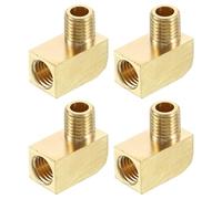 QUARKZMAN 4Pcs Accesorio de Tubería de Latón de 90 Grados Codo de Calle M8 Macho x M8 Hembra Conector de Tubería para Gas, Aire, Aceite, Propano