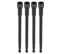 QUARKZMAN 4Pcs barrena Para Tuercas 9mm Metro Casquillo 1/4" Vástago Hexagonal 6" (150mm) Extra Largo Magnético Casquillos De 6 Puntas Cambio Rápido Acero Cromo Vanadio Fijadores Tornillos