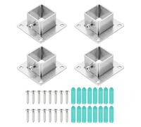 QUARKZMAN 4Pcs Base Cuadrada Para Poste 1.8mmT De Acero Inoxidable Bases Con Brida Para Soportes Pesados Para Barandales Cercas Y Pasamanos Compatible Con De 1" x 1" Accesorios