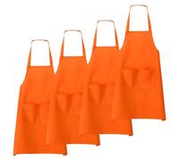 QUARKZMAN 4pcs Delantal De Pechera 70x60cm Para Restaurante Cocina No Ajustables Lavables A Máquina De Chef Con 2 Bolsillos Para Cocinar BBQ Pintura Dibujo Artesanía, Naranja