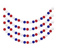 QUARKZMAN 4pcs Guirnalda De Pompones 6.6 Pies 20 Bolas Guirnalda De Bolas De Fieltro Colorido para Decoración De Pared Árbol De Navidad Pancarta De Decoraciones De Fiesta, Rojo, Blanco, Azul