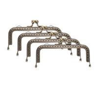 QUARKZMAN 4pcs Marco de Bolso de Metal, 10.5cm/4.1" Rectángulo Retro Cierre de Beso Marco de Cierre Repujado para Bolso de Mano, Monedero, Reemplazos de Hardware de Marco (Bronce)