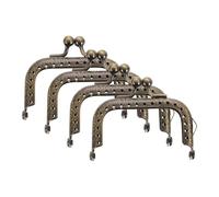 QUARKZMAN 4pcs Marco de Bolso de Metal, 6.5cm/2.6" Rectangular Retro Cierre de Beso Marco de Cierre Repujado para Bolso de Mano, Monedero, Repuestos de Hardware de Marco (Bronce)